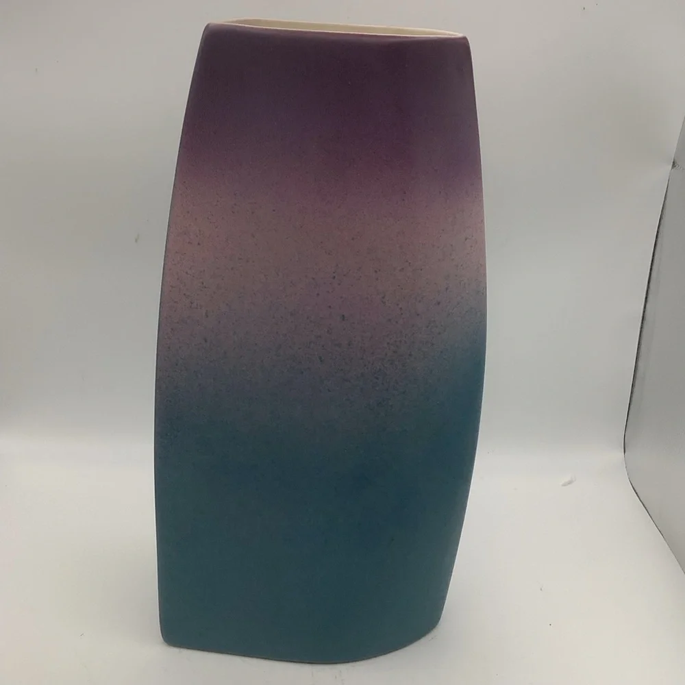 Purple and Blue Ombre Triangular Ceramic  Vase